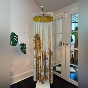 Free People Cream and Yellow Wide Leg Pants